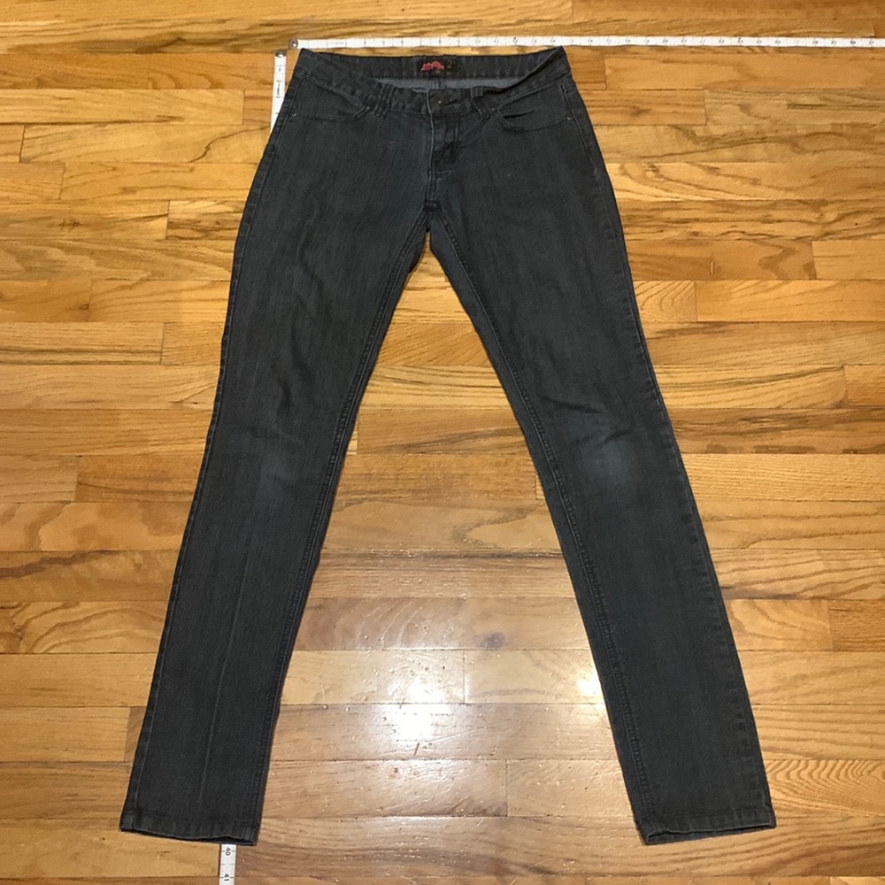 Softened, broken in, faded black bootcut denim - Picture 1 of 10